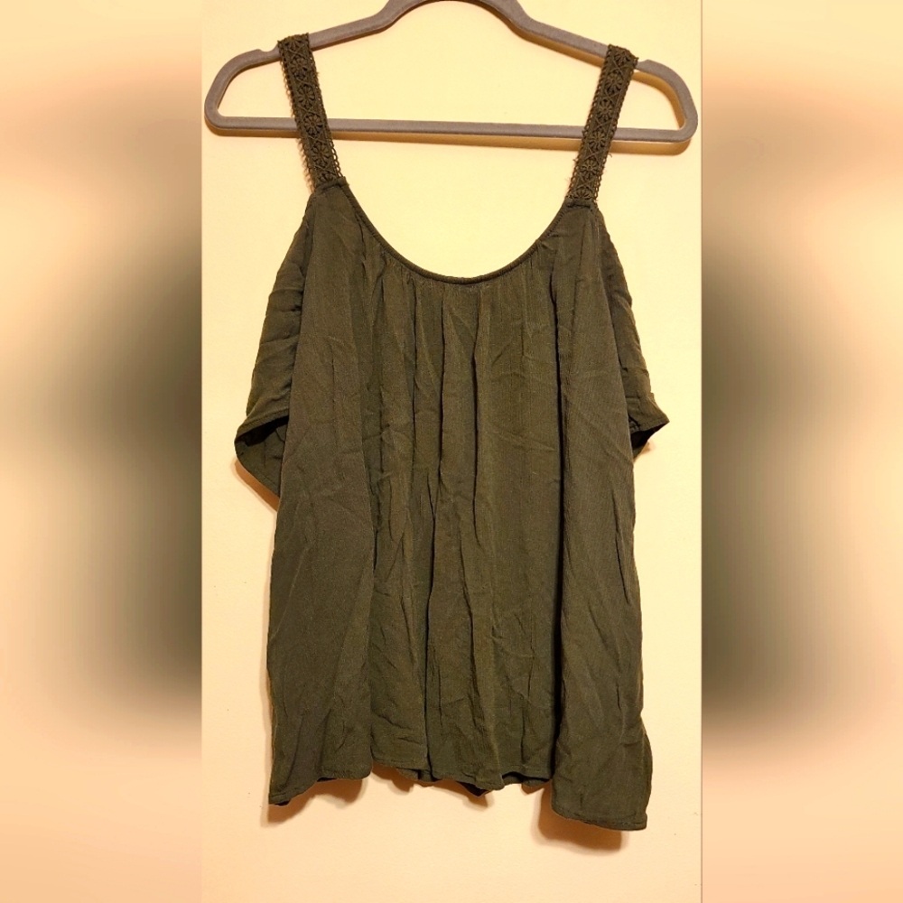 Torrid Cold Shoulder Top Olive Green Size 1